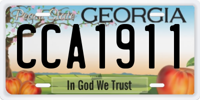 GA license plate CCA1911