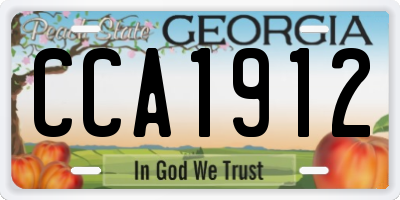 GA license plate CCA1912