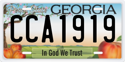 GA license plate CCA1919