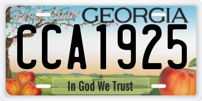 GA license plate CCA1925