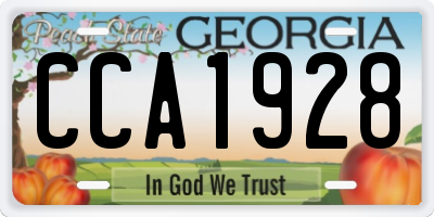 GA license plate CCA1928