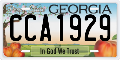 GA license plate CCA1929