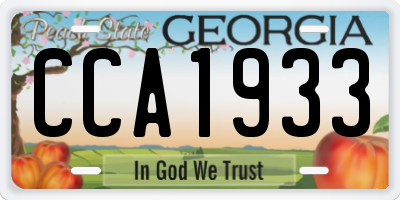 GA license plate CCA1933