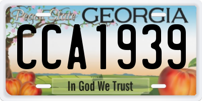 GA license plate CCA1939