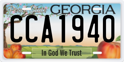 GA license plate CCA1940