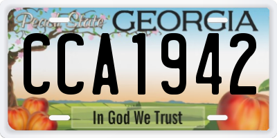 GA license plate CCA1942