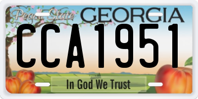 GA license plate CCA1951