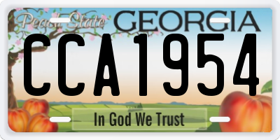 GA license plate CCA1954