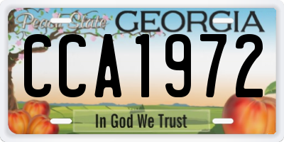 GA license plate CCA1972