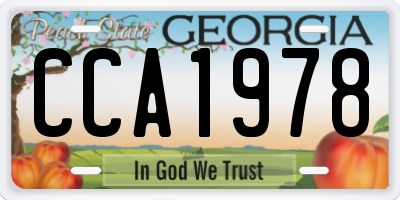 GA license plate CCA1978