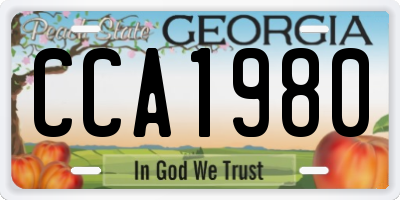 GA license plate CCA1980
