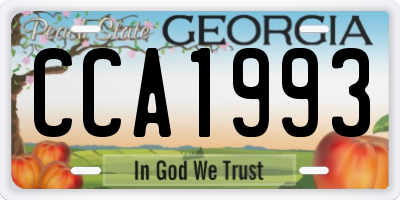 GA license plate CCA1993