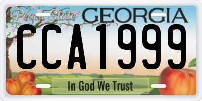 GA license plate CCA1999