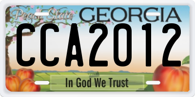 GA license plate CCA2012