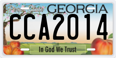 GA license plate CCA2014