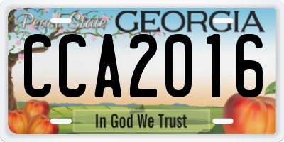 GA license plate CCA2016