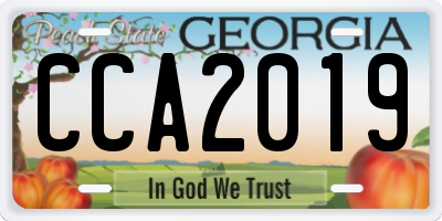 GA license plate CCA2019