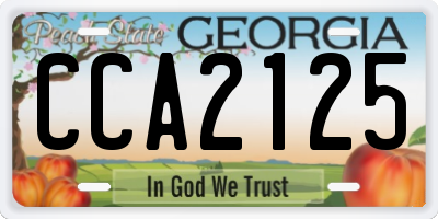GA license plate CCA2125
