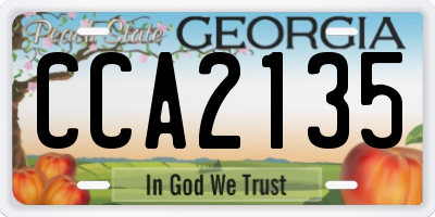 GA license plate CCA2135
