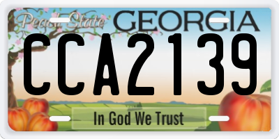 GA license plate CCA2139
