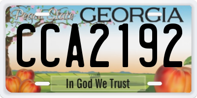 GA license plate CCA2192