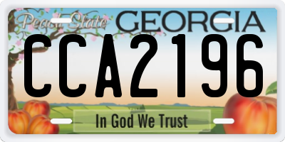 GA license plate CCA2196