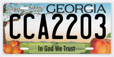 GA license plate CCA2203