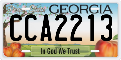 GA license plate CCA2213
