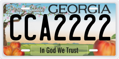 GA license plate CCA2222
