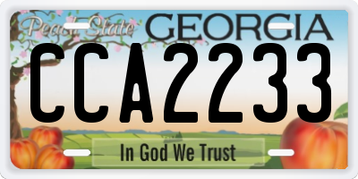 GA license plate CCA2233