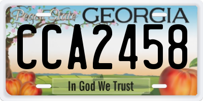 GA license plate CCA2458