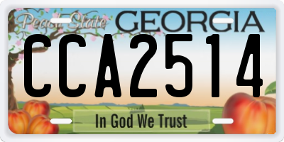 GA license plate CCA2514