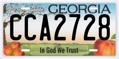 GA license plate CCA2728