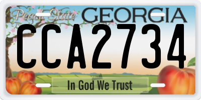 GA license plate CCA2734
