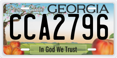GA license plate CCA2796