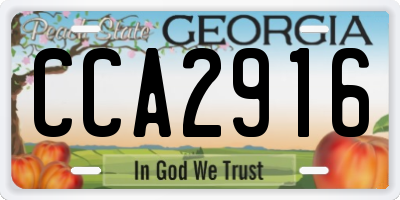 GA license plate CCA2916