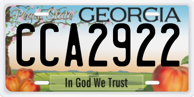 GA license plate CCA2922