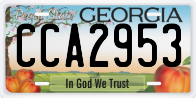 GA license plate CCA2953