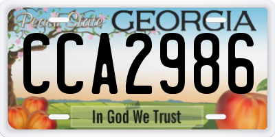 GA license plate CCA2986