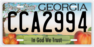 GA license plate CCA2994