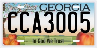 GA license plate CCA3005