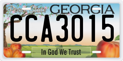 GA license plate CCA3015