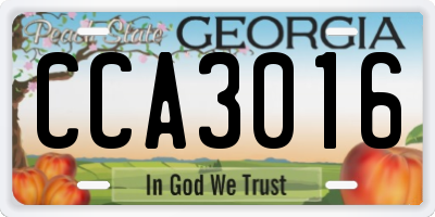 GA license plate CCA3016