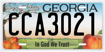 GA license plate CCA3021