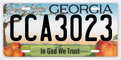 GA license plate CCA3023