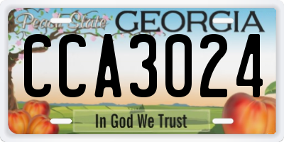 GA license plate CCA3024