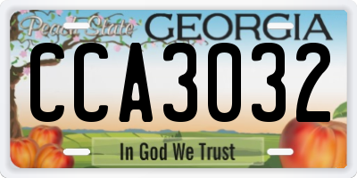 GA license plate CCA3032