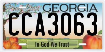 GA license plate CCA3063