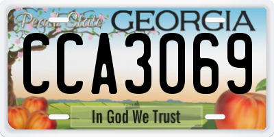 GA license plate CCA3069