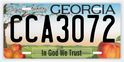 GA license plate CCA3072
